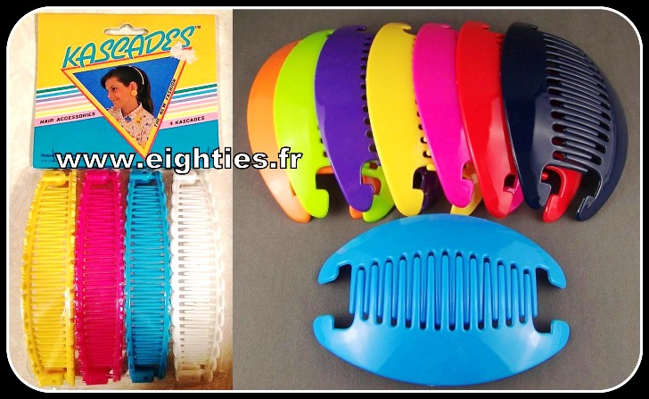 Années 80 banana clip fluo coiffure des 80s années 90 vintage